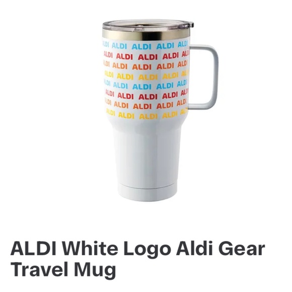 ALDI Gear 2023 28oz. Stainless Steel Travel Mug Tumbler White NEW #aldigear